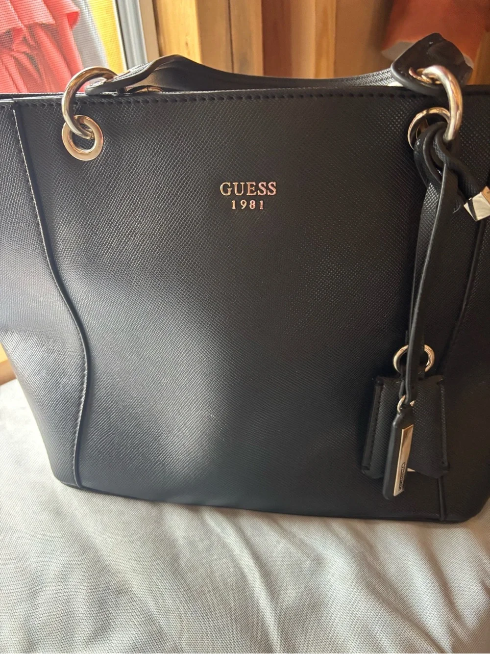 Guess Black Tote with Silver Hardware “Camaro”